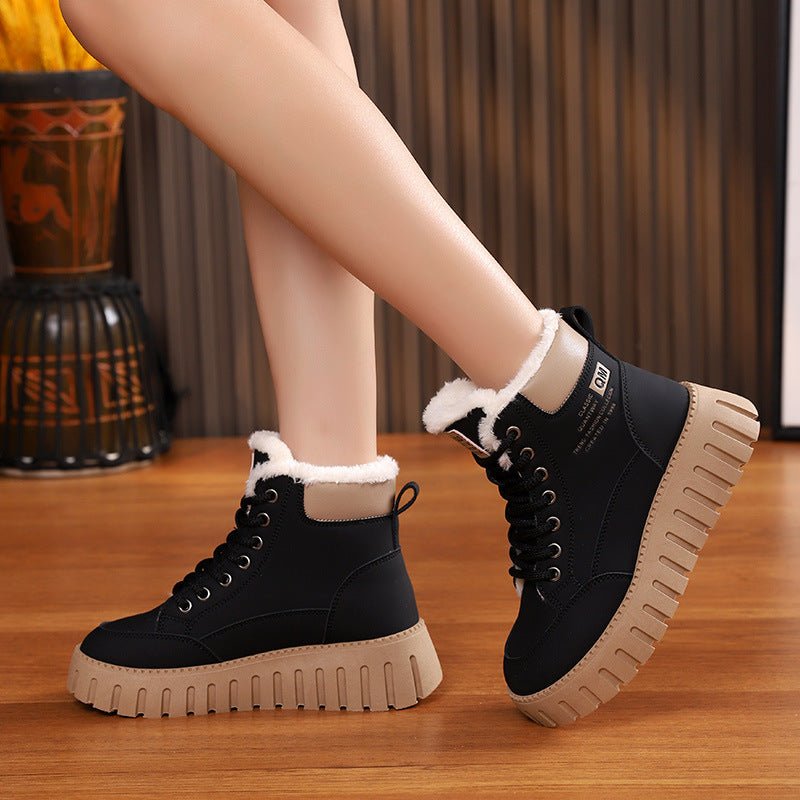 Bottes hautes pour femmes, doublure polaire, style Dr Martens, semelle épaisse, décontractées - IVOIRART.COM