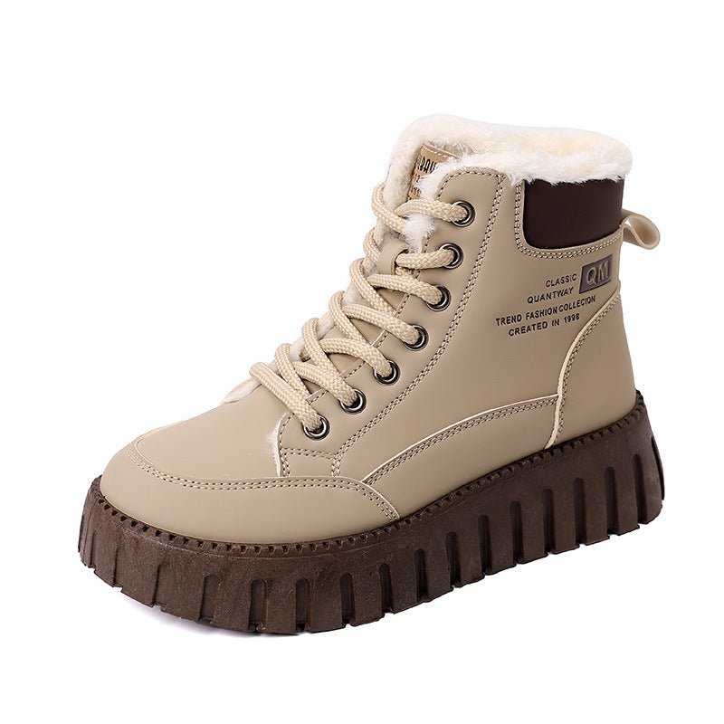 Bottes hautes pour femmes, doublure polaire, style Dr Martens, semelle épaisse, décontractées - IVOIRART.COM