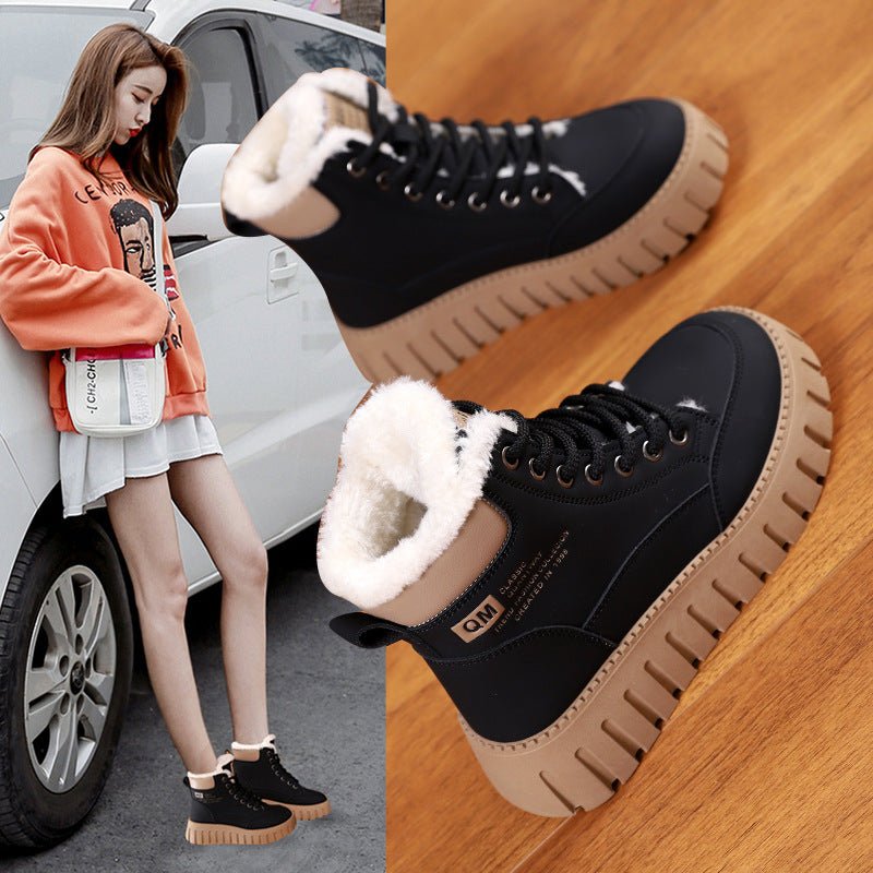 Bottes hautes pour femmes, doublure polaire, style Dr Martens, semelle épaisse, décontractées - IVOIRART.COM