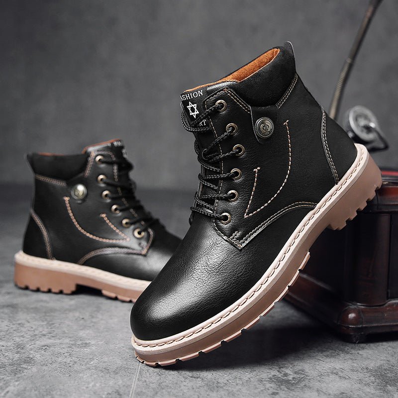 Bottes hautes style britannique Martin, qualité supérieure, chaussures décontractées et de travail - IVOIRART.COM