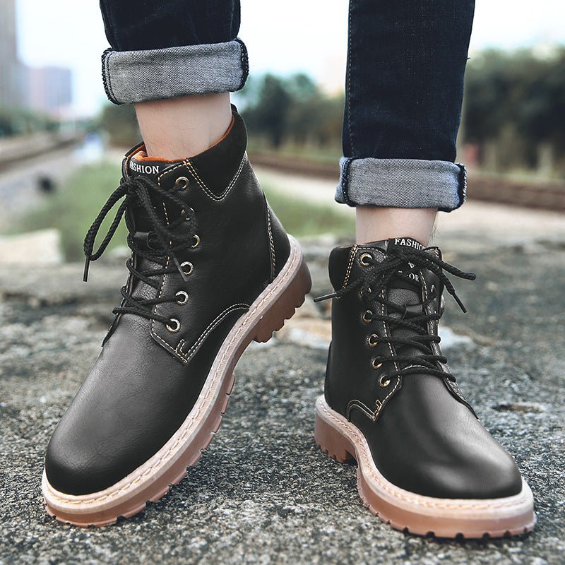 Bottes hautes style britannique Martin, qualité supérieure, chaussures décontractées et de travail - IVOIRART.COM