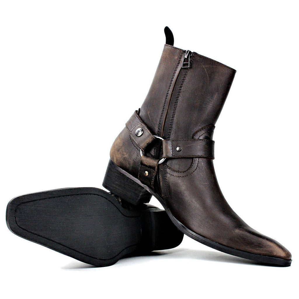 Bottes homme cuir véritable automne hiver, style décontracté, confort adhérence - IVOIRART.COM