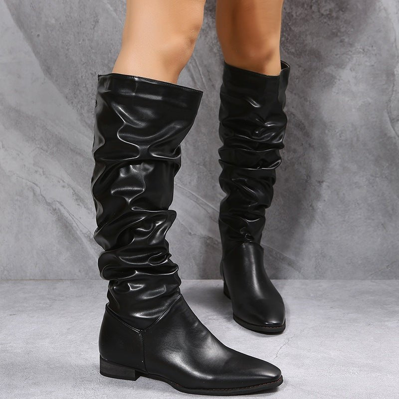 Bottes longues blanches pour femmes style cowboy à bout pointu, élégantes et confortables - IVOIRART.COM