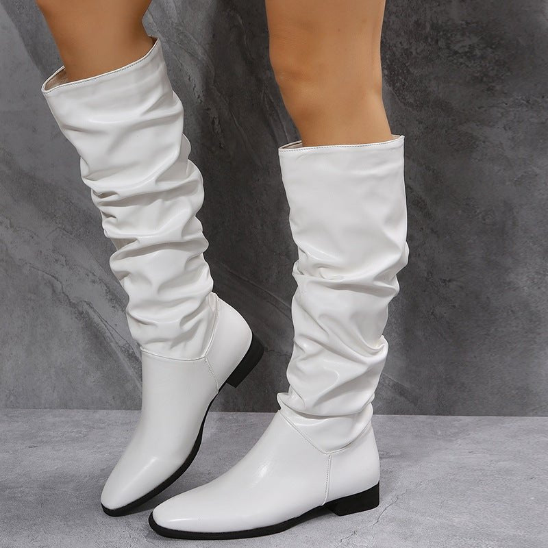 Bottes longues blanches pour femmes style cowboy à bout pointu, élégantes et confortables - IVOIRART.COM