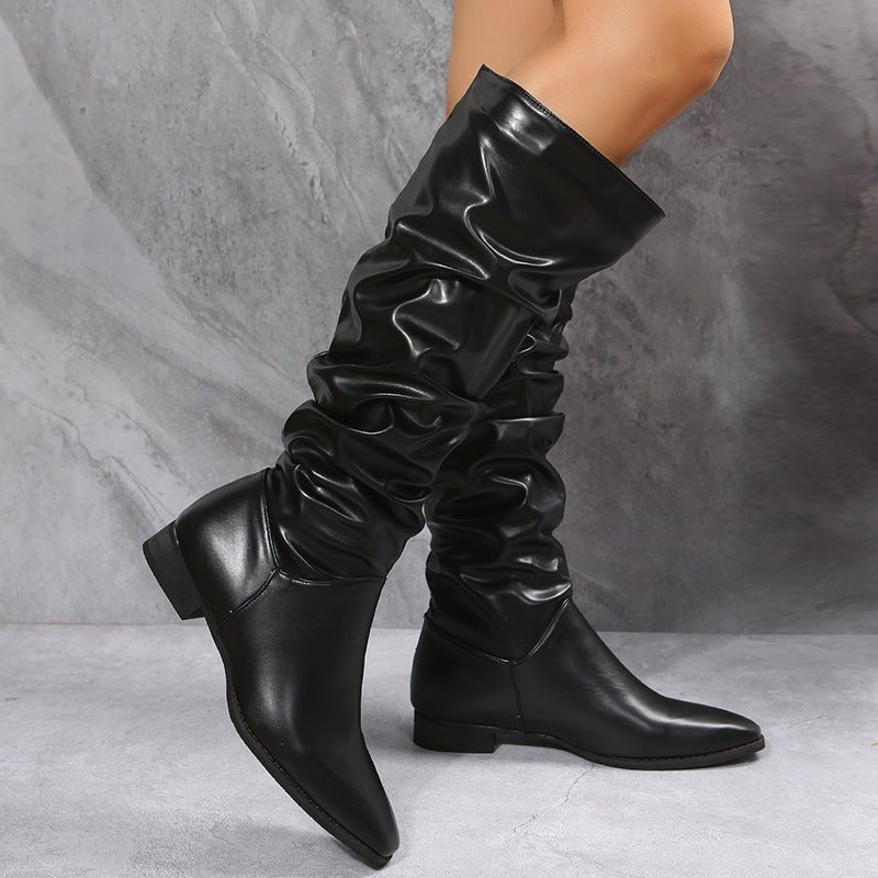 Bottes longues blanches pour femmes style cowboy à bout pointu, élégantes et confortables - IVOIRART.COM