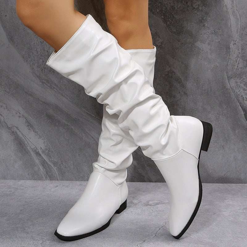 Bottes longues blanches pour femmes style cowboy à bout pointu, élégantes et confortables - IVOIRART.COM