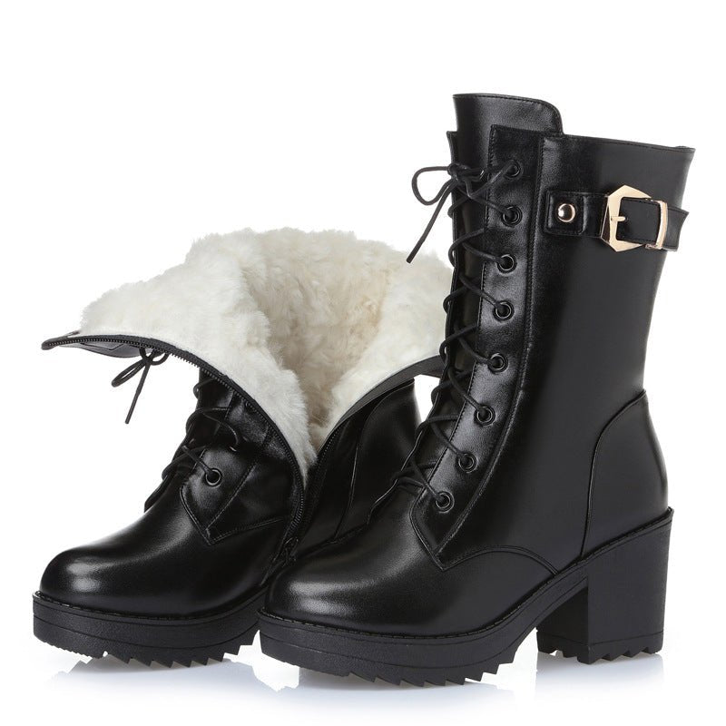 Bottes Martin en cuir pour femmes avec doublure en coton, élégance et confort - IVOIRART.COM