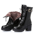 Bottes Martin en cuir pour femmes avec doublure en coton, élégance et confort - IVOIRART.COM
