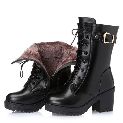 Bottes Martin en cuir pour femmes avec doublure en coton, élégance et confort - IVOIRART.COM