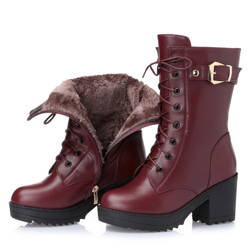 Bottes Martin en cuir pour femmes avec doublure en coton, élégance et confort - IVOIRART.COM