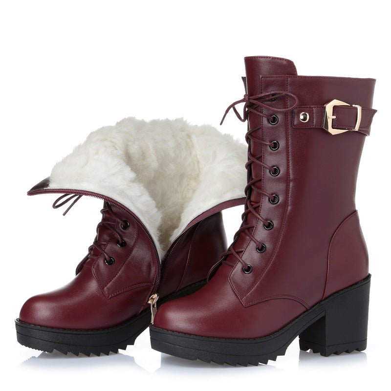 Bottes Martin en cuir pour femmes avec doublure en coton, élégance et confort - IVOIRART.COM