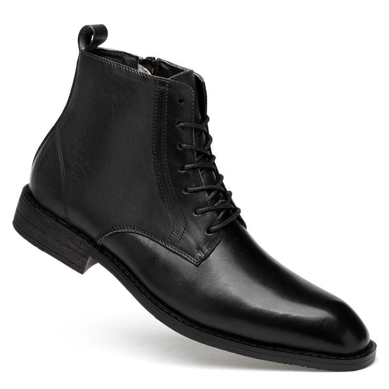 Bottes Martin homme hiver cuir pleine fleur business hautes fourrées 36-47 doublé - IVOIRART.COM