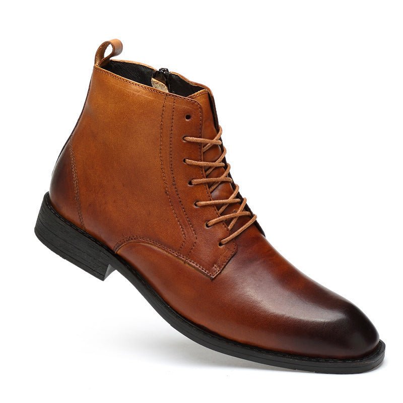 Bottes Martin homme hiver cuir pleine fleur business hautes fourrées 36-47 doublé - IVOIRART.COM