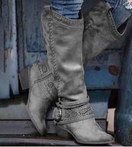 Bottes Martin pour femmes, bottes mi - hautes de style chevalier, élégance unique - IVOIRART.COM