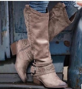 Bottes Martin pour femmes, bottes mi - hautes de style chevalier, élégance unique - IVOIRART.COM