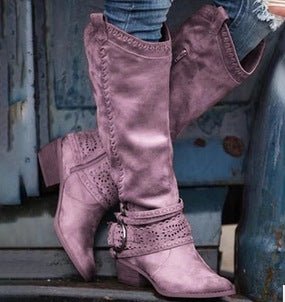 Bottes Martin pour femmes, bottes mi - hautes de style chevalier, élégance unique - IVOIRART.COM