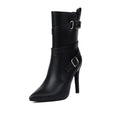 Bottes mi-mollet à bout pointu talon aiguille 6–8cm cuir synthétique femme brides - IVOIRART.COM