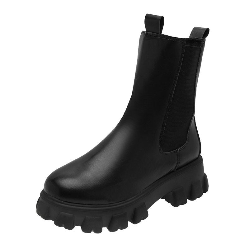 Bottes mi - mollet pour femmes style britannique - Automne hiver talon épais 3 - 5 cm - IVOIRART.COM
