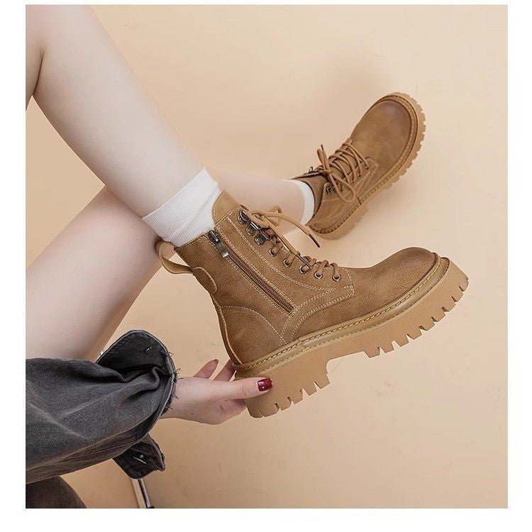 Bottes Montantes Rétro pour Femme avec Talon Épais et Effet Grandissant - IVOIRART.COM