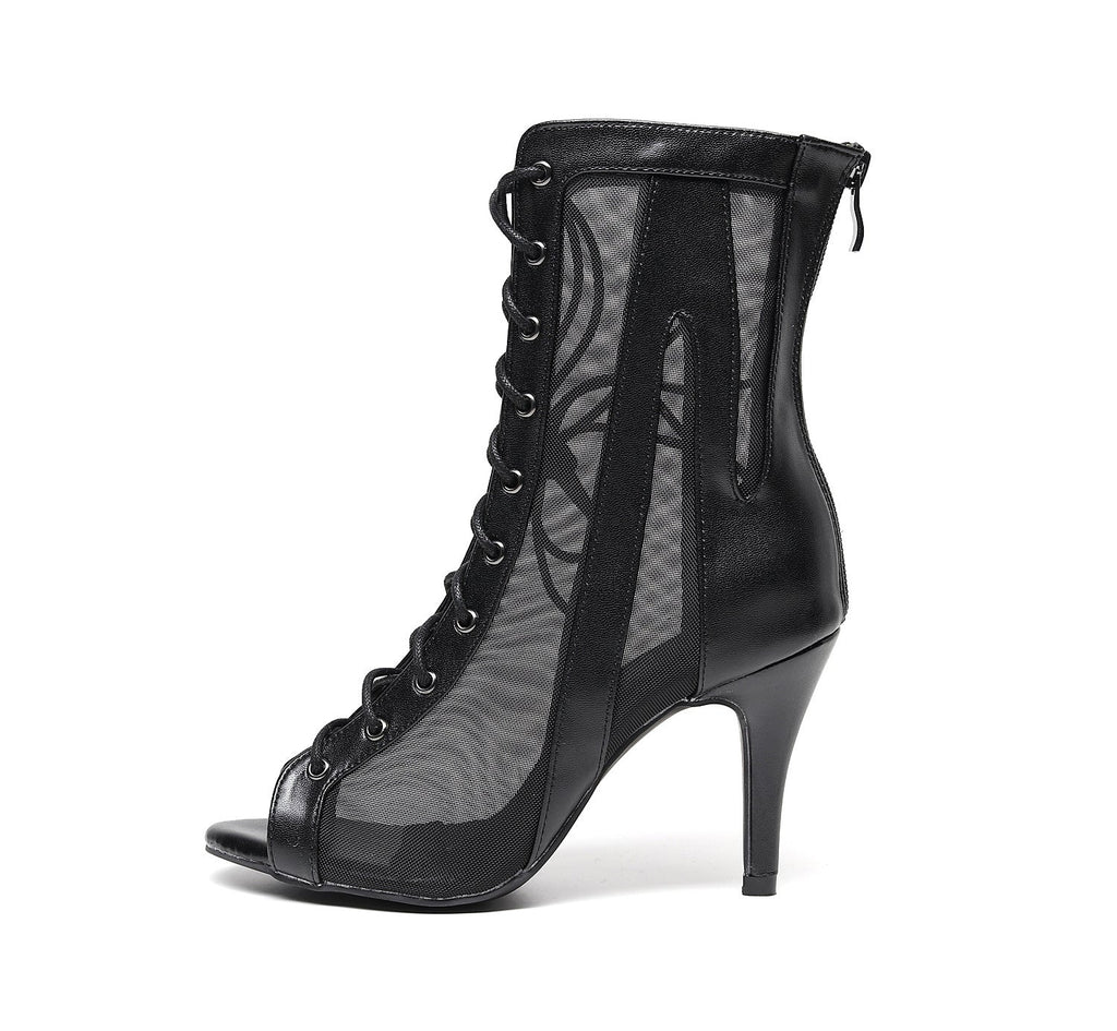 Bottes Noires à Talons Hauts pour Cheville, Chaussures de Danse Latine Élégantes - IVOIRART.COM