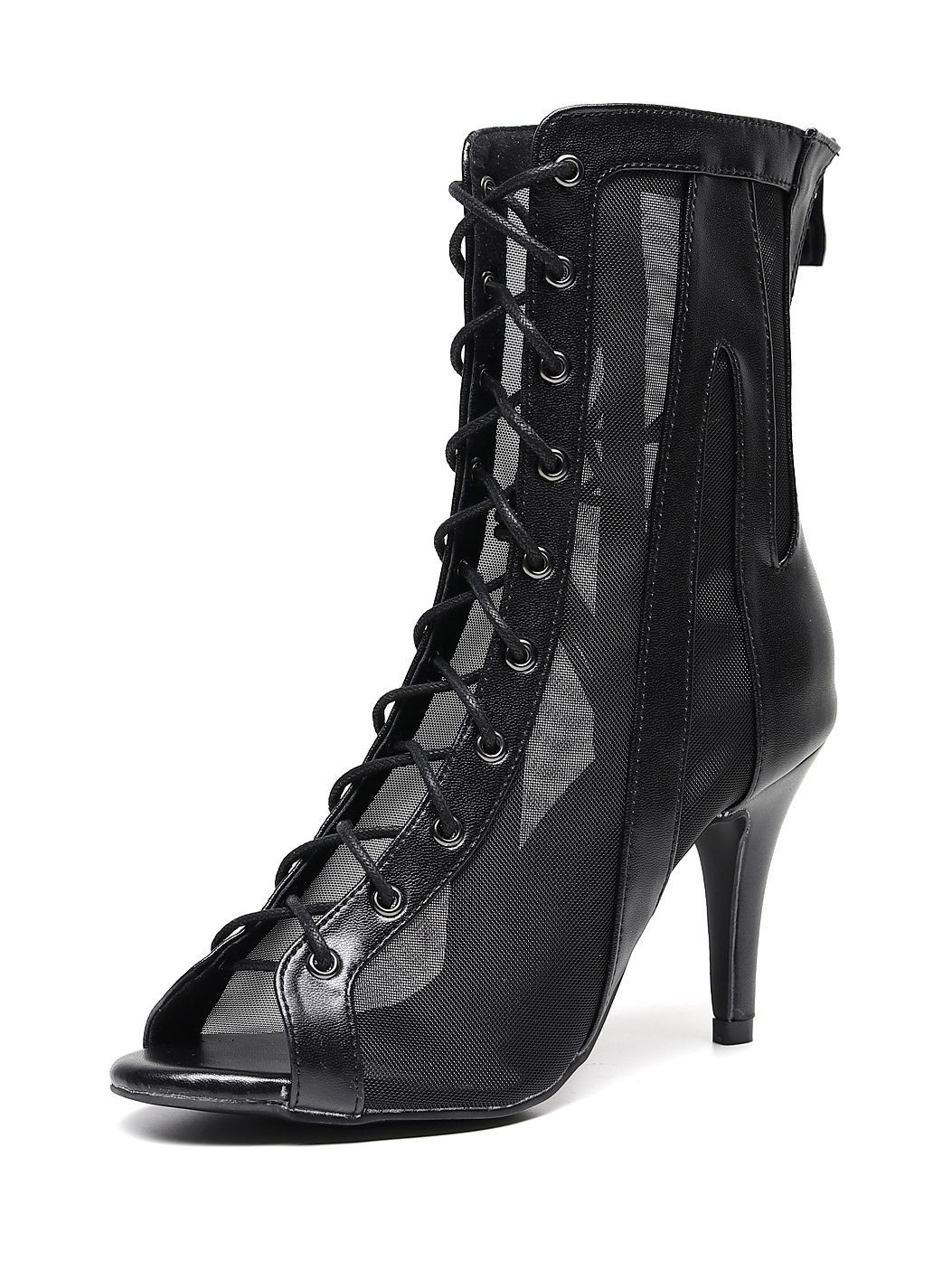 Bottes Noires à Talons Hauts pour Cheville, Chaussures de Danse Latine Élégantes - IVOIRART.COM
