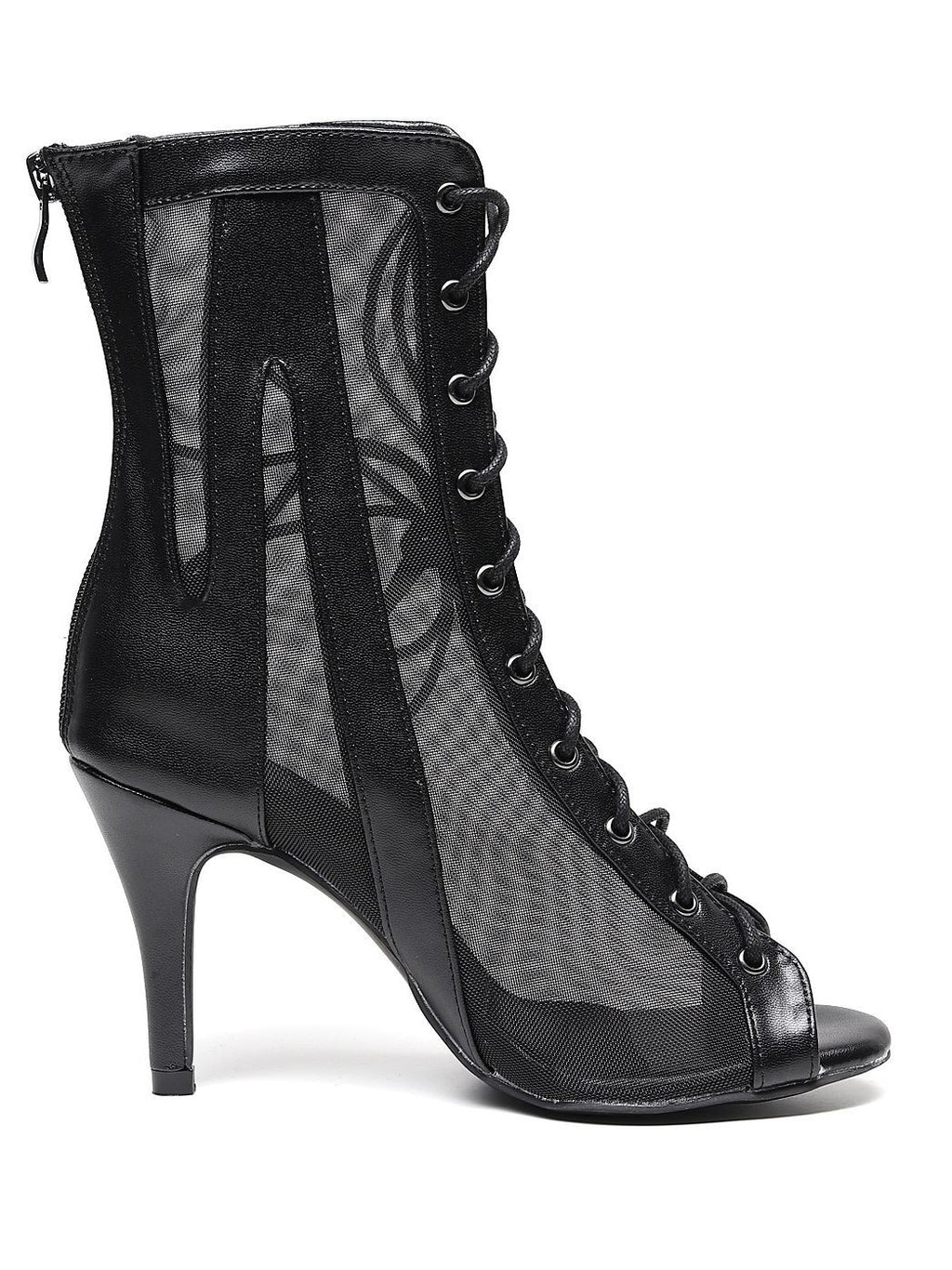Bottes Noires à Talons Hauts pour Cheville, Chaussures de Danse Latine Élégantes - IVOIRART.COM