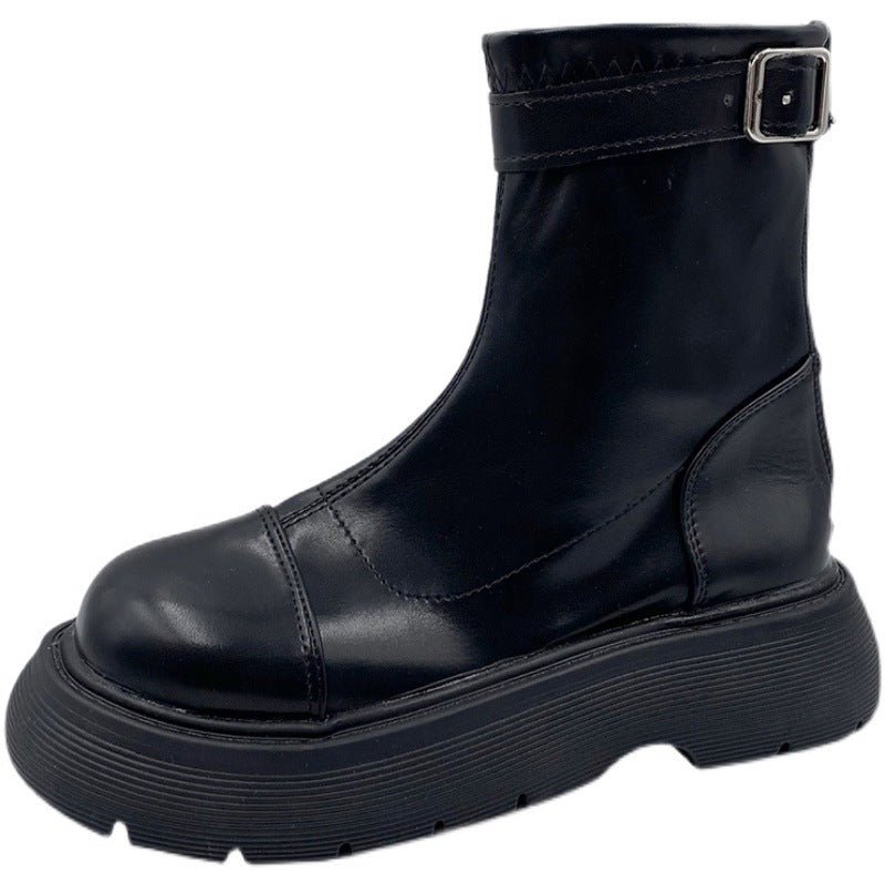 Bottes plateformes Martin en cuir pour femme, tige courte, design élégant et confortable - IVOIRART.COM