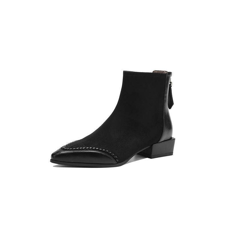 Bottes pour femme à bouts pointus et talons carrés, hauteur cheville - IVOIRART.COM