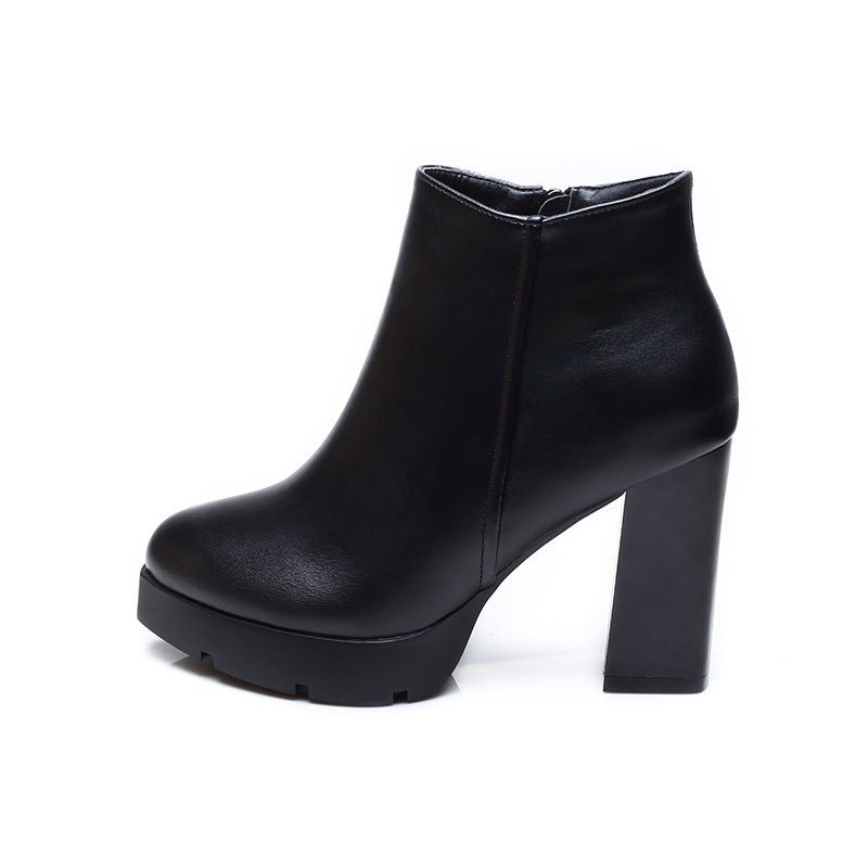 Bottines à talons hauts pour femmes élégantes et modernes en coton et cuir PU - IVOIRART.COM