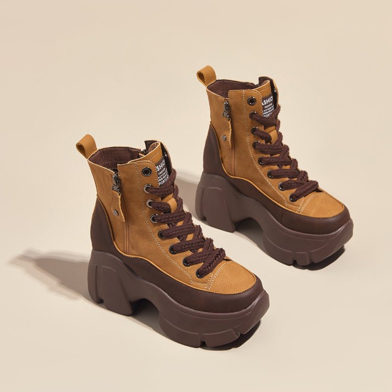 Bottines Courtes Décontractées Rétro pour Femme avec Talon Compensé Léger - IVOIRART.COM