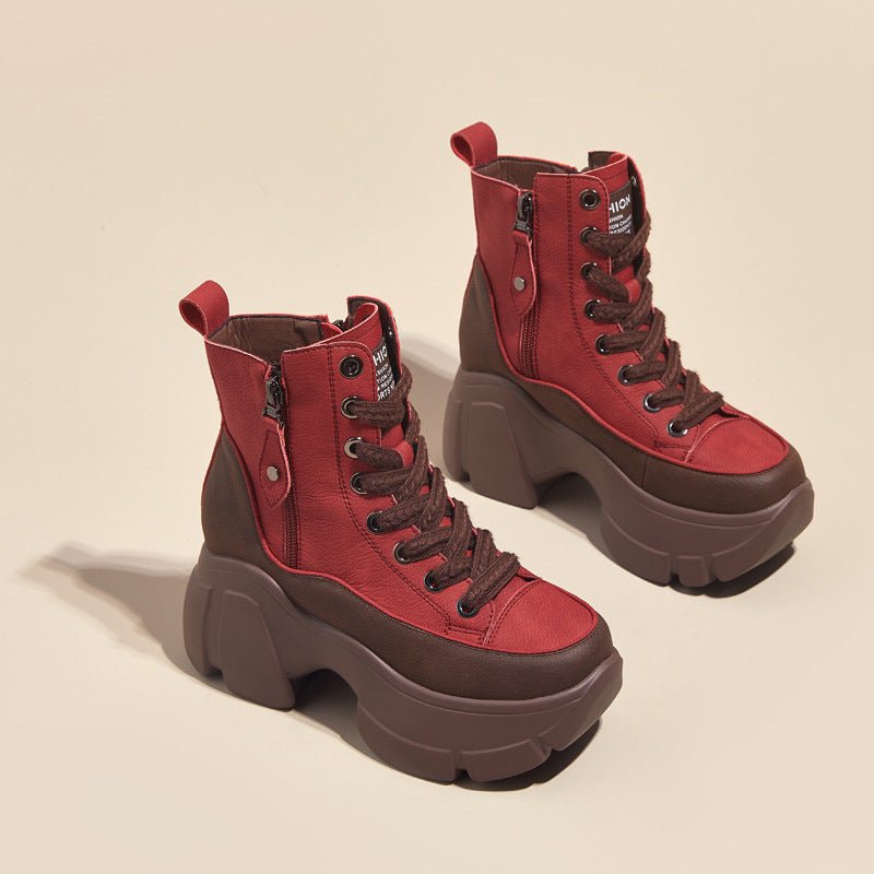 Bottines Courtes Décontractées Rétro pour Femme avec Talon Compensé Léger - IVOIRART.COM