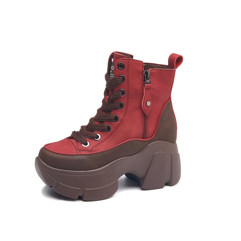 Bottines Courtes Décontractées Rétro pour Femme avec Talon Compensé Léger - IVOIRART.COM