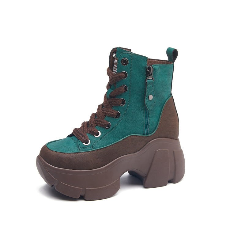 Bottines Courtes Décontractées Rétro pour Femme avec Talon Compensé Léger - IVOIRART.COM