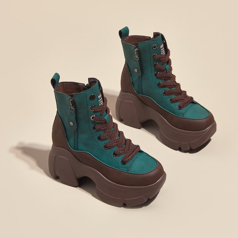 Bottines Courtes Décontractées Rétro pour Femme avec Talon Compensé Léger - IVOIRART.COM