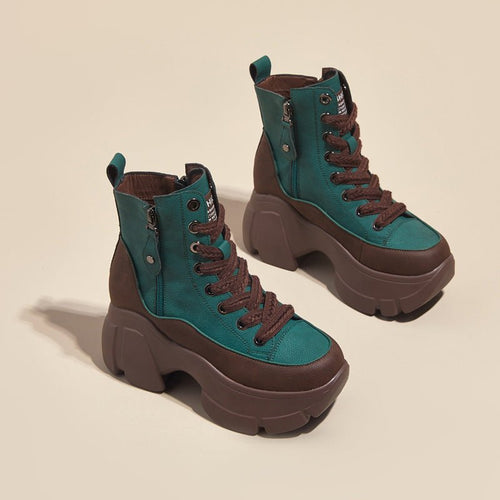 Bottines Courtes Décontractées Rétro pour Femme avec Talon Compensé Léger - IVOIRART.COM