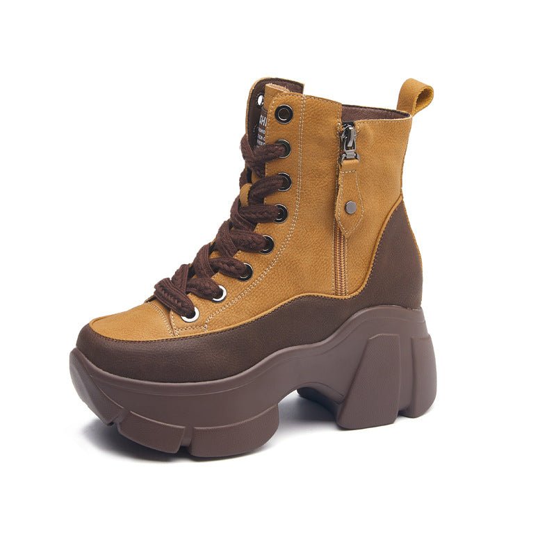 Bottines Courtes Décontractées Rétro pour Femme avec Talon Compensé Léger - IVOIRART.COM