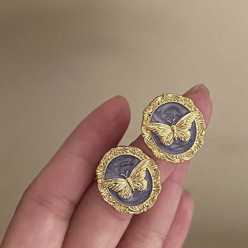 Boucles d oreilles vintage Niche - Style INS luxe léger rétro, clous élégants - IVOIRART.COM