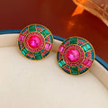 Boucles d'oreille vintage palais carré ear cuff - Argent & strass luxe original - IVOIRART.COM