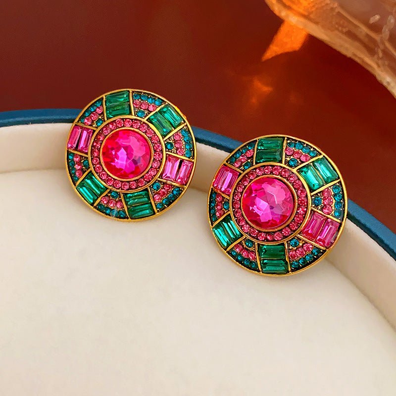 Boucles d'oreille vintage palais carré ear cuff - Argent & strass luxe original - IVOIRART.COM