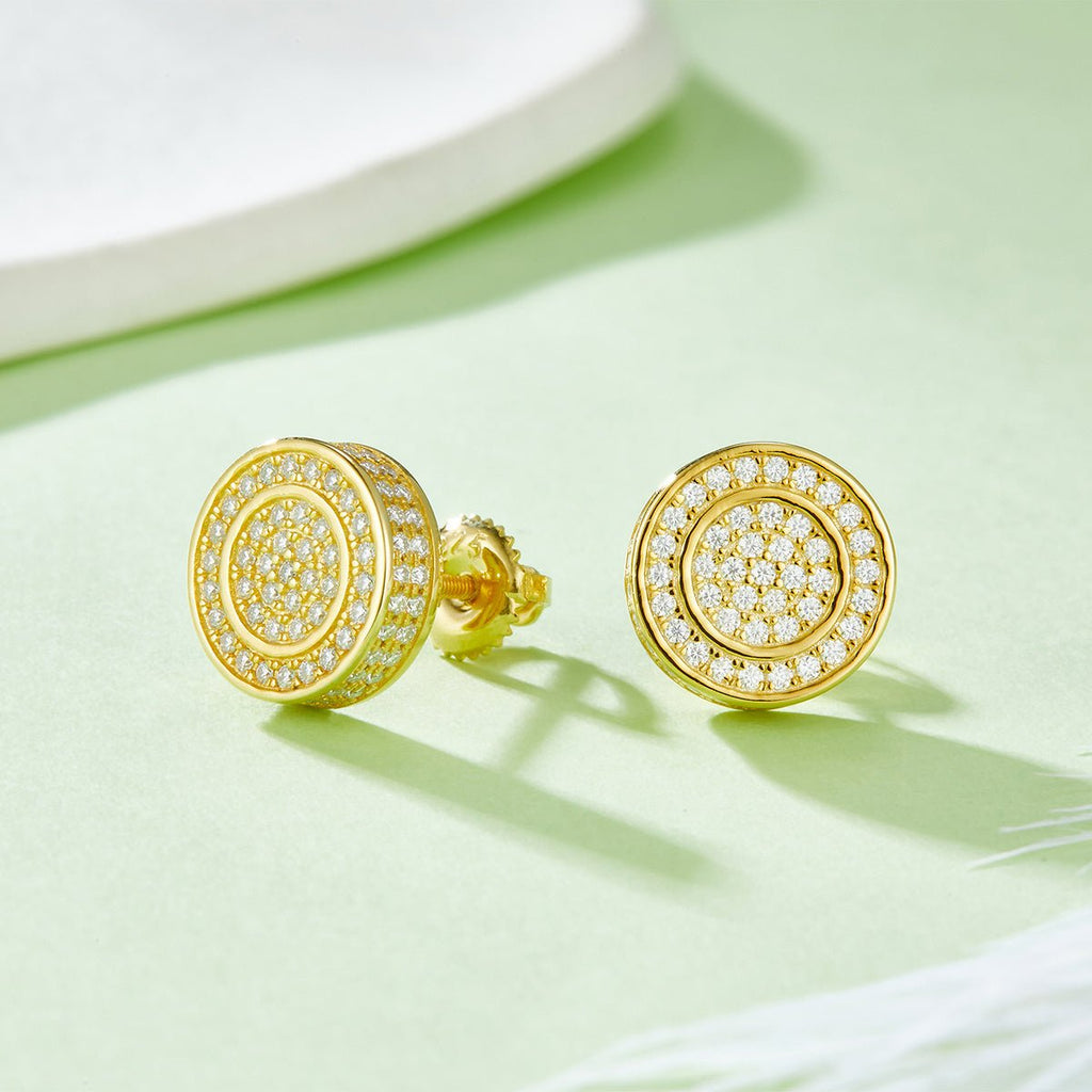 Boucles d'Oreilles à Clous Double Halo Moissanite D VVS1 Argent S925 190pcs 10,8mm - IVOIRART.COM