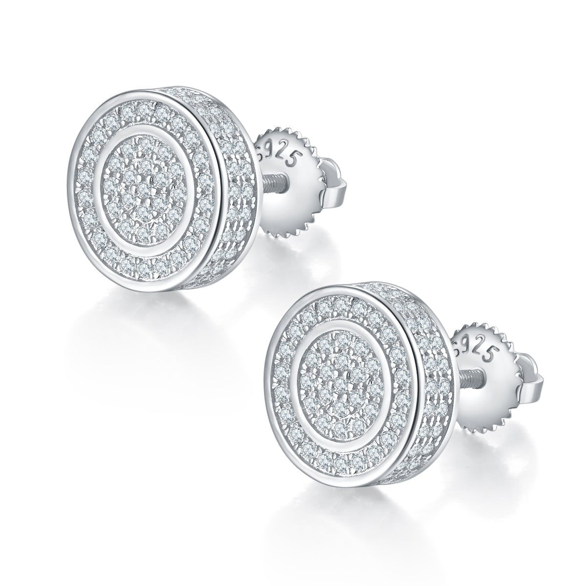 Boucles d'Oreilles à Clous Double Halo Moissanite D VVS1 Argent S925 190pcs 10,8mm - IVOIRART.COM