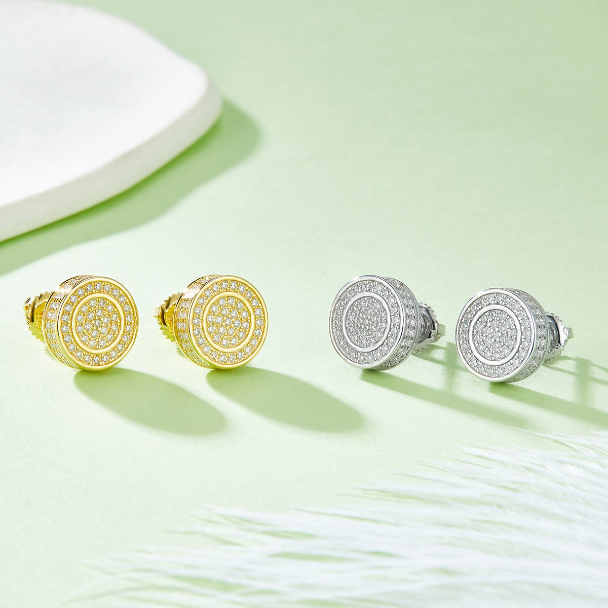 Boucles d'Oreilles à Clous Double Halo Moissanite D VVS1 Argent S925 190pcs 10,8mm - IVOIRART.COM