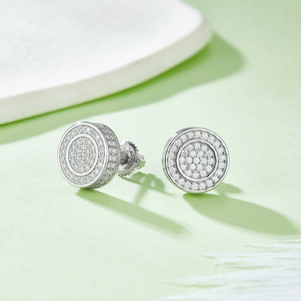 Boucles d'Oreilles à Clous Double Halo Moissanite D VVS1 Argent S925 190pcs 10,8mm - IVOIRART.COM