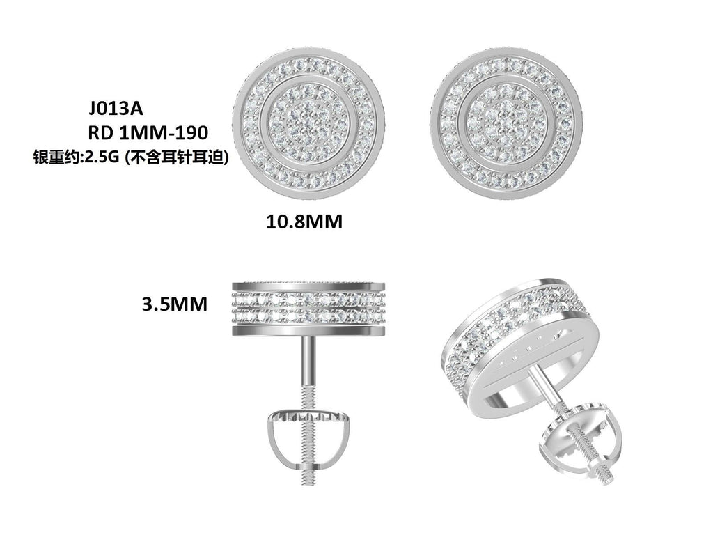 Boucles d'Oreilles à Clous Double Halo Moissanite D VVS1 Argent S925 190pcs 10,8mm - IVOIRART.COM