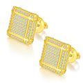 Boucles d'oreilles carrées 3D Moissanite D Couleur VVS1 en Argent 925, 176 pièces, 11,5 mm, fermoir vis hypoallergénique, certifiées GRA avec boîte cadeau - IVOIRART.COM
