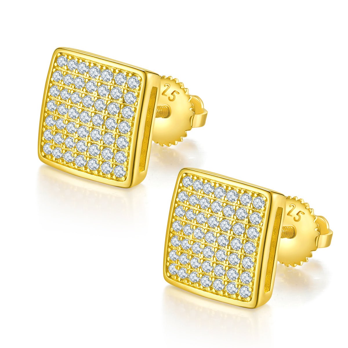 Boucles d'oreilles carrées en argent sterling S925, 98 moissanites D VVS1, 2,4g, fermoirs à vis, platine, certificat GRA, coffret cadeau - IVOIRART.COM