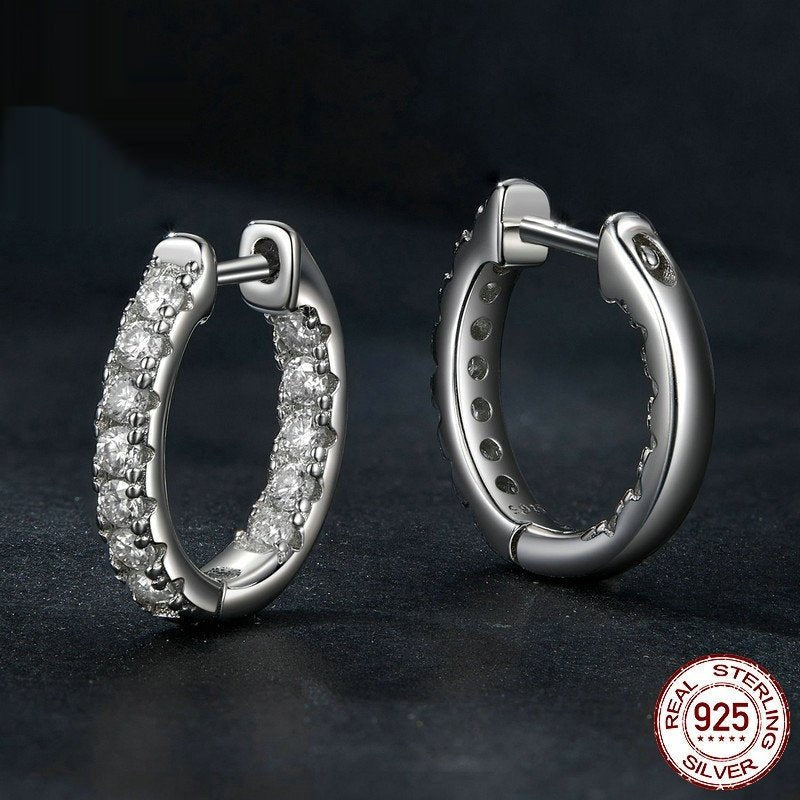 Boucles d'Oreilles Clip Moissanite Étincelantes Plus Vendues Argent Sterling S925 Plaqué Platine - IVOIRART.COM