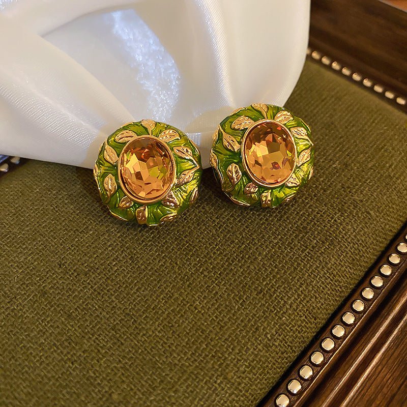 Boucles d'oreilles clous carrés baroques vintage, aiguille argentée, luxe strass - IVOIRART.COM