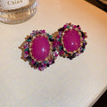 Boucles d'oreilles clous carrés baroques vintage, aiguille argentée, luxe strass - IVOIRART.COM