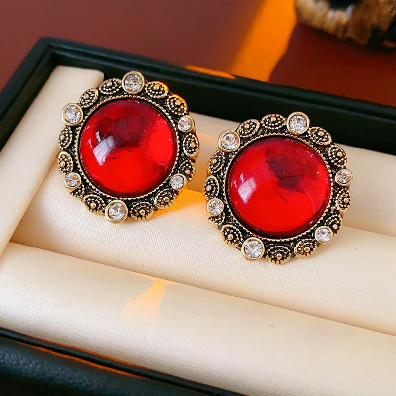 Boucles d'oreilles clous carrés baroques vintage, aiguille argentée, luxe strass - IVOIRART.COM